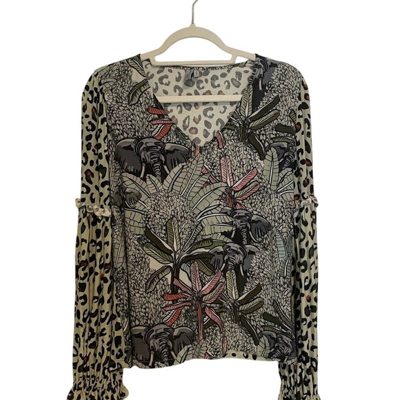 Anthropologie Tops - Anthropologie Bl^nk London Animal Elephant Print Safari Long sleeve‎ Medium Boho